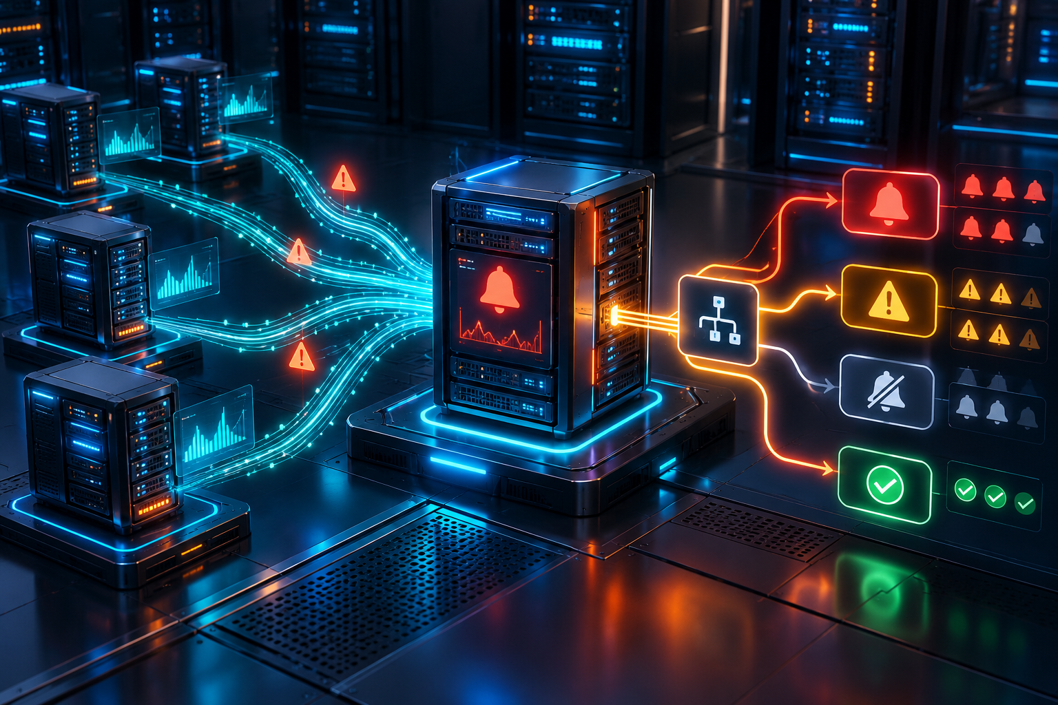 Hệ thống Alertmanager gom và phân luồng cảnh báo từ nhiều VPS