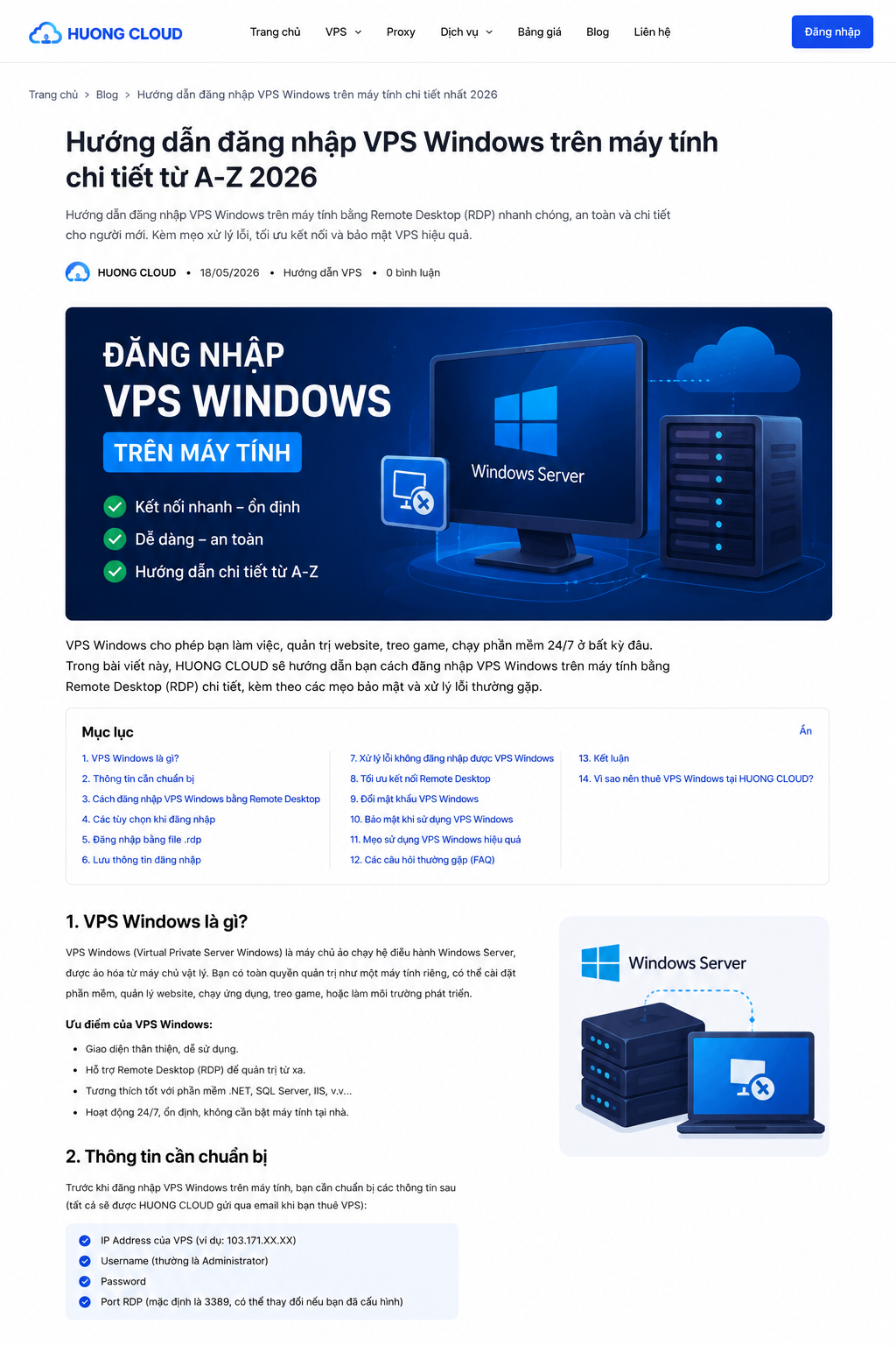 Hướng dẫn đăng nhập VPS Windows trên máy tính bằng Remote Desktop RDP