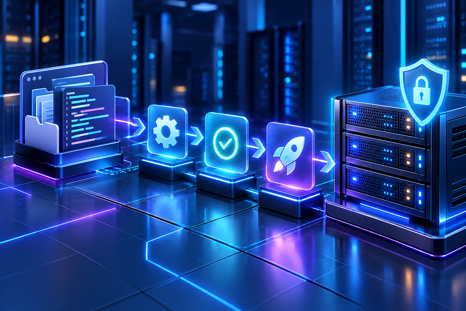 Pipeline CI/CD tự động đưa code qua kiểm thử và triển khai tới VPS