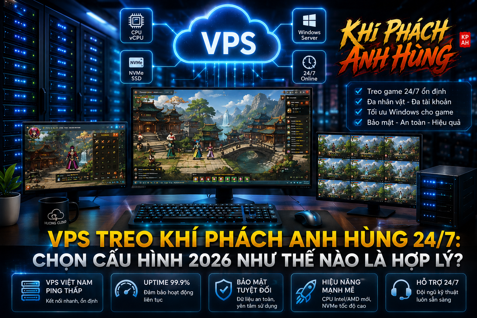 VPS Khí Phách Anh Hùng quản lý 24/7 bằng điện thoại và Remote Desktop