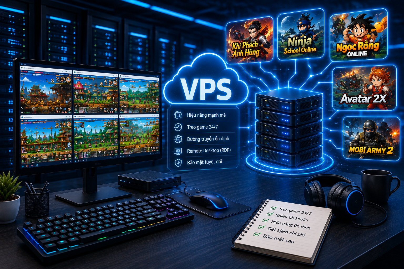 VPS Ngọc Rồng Online giá rẻ chạy game 24/7 trên Windows