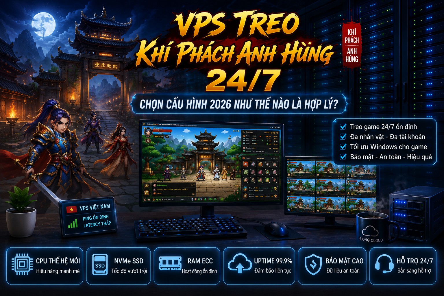 VPS Ninja School Online theo dõi CPU RAM và nâng cấu hình